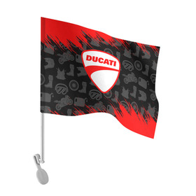 Флаг для автомобиля с принтом DUCATI [2] в Курске, 100% полиэстер | Размер: 30*21 см | ducati | moto | дукати | мото | мотоцикл