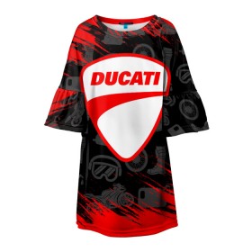 Детское платье 3D с принтом DUCATI [2] в Курске, 100% полиэстер | прямой силуэт, чуть расширенный к низу. Круглая горловина, на рукавах — воланы | ducati | moto | дукати | мото | мотоцикл