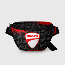 Поясная сумка 3D с принтом DUCATI [2] в Курске, 100% полиэстер | плотная ткань, ремень с регулируемой длиной, внутри несколько карманов для мелочей, основное отделение и карман с обратной стороны сумки застегиваются на молнию | ducati | moto | дукати | мото | мотоцикл