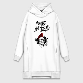 Платье-худи хлопок с принтом Punks not dead в Курске,  |  | punk | punks | punks not dead | skull | ирокез | панк | панк не мёртв | панк не умер | панк череп | череп | череп с ирокезом