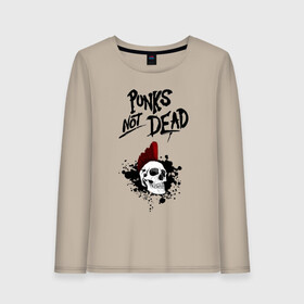 Женский лонгслив хлопок с принтом Punks not dead в Курске, 100% хлопок |  | punk | punks | punks not dead | skull | ирокез | панк | панк не мёртв | панк не умер | панк череп | череп | череп с ирокезом