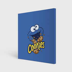 Холст квадратный с принтом Cookies в Курске, 100% ПВХ |  | Тематика изображения на принте: cookie | cookiemonster | delicious | eat | monster | yummy | еда | коржик | куки | кукимонстр | монстр | печенье | сезам | сладости | улица | улицасезам