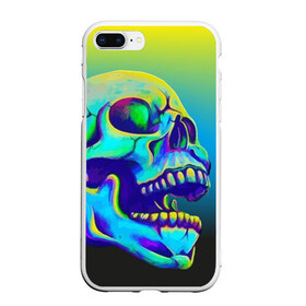 Чехол для iPhone 7Plus/8 Plus матовый с принтом Neon skull в Курске, Силикон | Область печати: задняя сторона чехла, без боковых панелей | color | grin | jaw | orbits | skull | teeth | зубы | оскал | пасть | цвет | череп