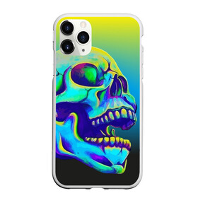 Чехол для iPhone 11 Pro Max матовый с принтом Neon skull в Курске, Силикон |  | color | grin | jaw | orbits | skull | teeth | зубы | оскал | пасть | цвет | череп