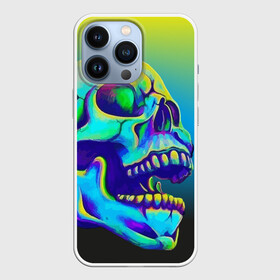 Чехол для iPhone 13 Pro с принтом Neon skull в Курске,  |  | color | grin | jaw | orbits | skull | teeth | зубы | оскал | пасть | цвет | череп