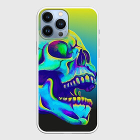 Чехол для iPhone 13 Pro Max с принтом Neon skull в Курске,  |  | color | grin | jaw | orbits | skull | teeth | зубы | оскал | пасть | цвет | череп