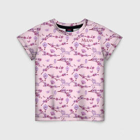 Детская футболка 3D с принтом Mulan Flowers Pattern в Курске, 100% гипоаллергенный полиэфир | прямой крой, круглый вырез горловины, длина до линии бедер, чуть спущенное плечо, ткань немного тянется | mulan | vdosadir | бэрри кук | китай | мулан | сакура | тони бэнкрофт
