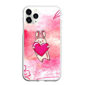 Чехол для iPhone 11 Pro матовый с принтом Влюбленный Зайчик в Курске, Силикон |  | Тематика изображения на принте: like | love | loveis | pink | валентин | влюбленным | женщинам | животные | зайка | зайчик | заяц | звери | каваи | кролик | лапки | люблю | любовь | мордочка | няшный | подарок | прикольный | сердечки | сердце