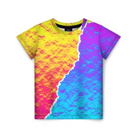 Детская футболка 3D с принтом Цветные переливы в Курске, 100% гипоаллергенный полиэфир | прямой крой, круглый вырез горловины, длина до линии бедер, чуть спущенное плечо, ткань немного тянется | абстрактный | блестящие | волны | геометрия | градиент | краски | летний | лето | море | небо | неоновые | облака | океан | перламутр | поп | радуга | радужный | разноцветные | река | ретро | русалка