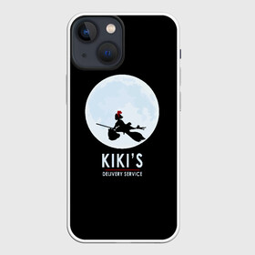 Чехол для iPhone 13 mini с принтом KIKIS DELIVERY SERVICE. Кики на фоне Луны в Курске,  |  | delivery | kiki | service | аниме | ведьмина | ведьмочка | горо | дзидзи | доставки | замок | кики | магия | миядзаки | служба | тоторо | хаяо | ходячий