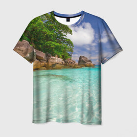 Мужская футболка 3D с принтом Пхукет в Курске, 100% полиэфир | прямой крой, круглый вырез горловины, длина до линии бедер | Тематика изображения на принте: phuket | бангкок | королевство | курорт | море | острова | отдых | пальмы | песок | пляж | природа | путешествие | солнце | тай | тайланд
