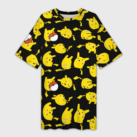 Платье-футболка 3D с принтом Пикачу в Курске,  |  | doodling | pikachu | pokemon | textures | дудлинг | желтый покемон | пика пика | пикачу | покемон | покемоны | стикербомбинг | текстуры | фон
