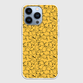 Чехол для iPhone 13 Pro с принтом Покемон Пикачу в Курске,  |  | Тематика изображения на принте: doodling | pikachu | pokemon | textures | дудлинг | желтый покемон | пика пика | пикачу | покемон | покемоны | стикербомбинг | текстуры | фон