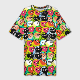 Платье-футболка 3D с принтом Папуги в Курске,  |  | doodling | textures | волнистые попугайчики | волнистый попугай | дудлинг | папуги | попугаи | попугайчики | птица | птицы | стикербомбинг | текстуры | фон