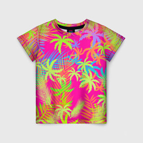 Детская футболка 3D с принтом ПАЛЬМЫ / ТРОПИКИ в Курске, 100% гипоаллергенный полиэфир | прямой крой, круглый вырез горловины, длина до линии бедер, чуть спущенное плечо, ткань немного тянется | hotline miami | neon | new retro wave | outrun | outrun electro | palmen | pink | rainbow | retro | retrowave | summer | synth | synthwave | tropical | лето | неон | пальмы | радуга | ретро | розовый | тропики | хотлайн майами | цветы