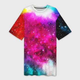 Платье-футболка 3D с принтом Туманность в Курске,  |  | Тематика изображения на принте: space | stars | абстракция | бесконечный | блестящий | вселенная | галактика | дым | звездная | звезды | космический | космос | краски | лето | материя | небо | неоновый | нло | ночь | облака | планеты | радуга