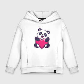 Детское худи Oversize хлопок с принтом Панда love в Курске, френч-терри — 70% хлопок, 30% полиэстер. Мягкий теплый начес внутри —100% хлопок | боковые карманы, эластичные манжеты и нижняя кромка, капюшон на магнитной кнопке | love | влюблённая панда | панда | панда love | панда обнимает сердечко | панда с сердечком | панда с сердцем | панда сердечко | панда сердце | сердечко | сердце