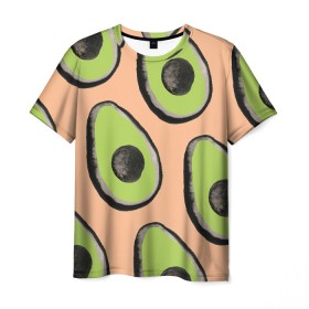 Мужская футболка 3D с принтом Авокадо в Курске, 100% полиэфир | прямой крой, круглый вырез горловины, длина до линии бедер | авокадо | арт | краски | рисунок | фрукт