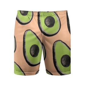 Мужские шорты спортивные с принтом Авокадо в Курске,  |  | авокадо | арт | краски | рисунок | фрукт