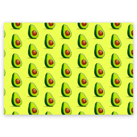 Поздравительная открытка с принтом Авокадо в Курске, 100% бумага | плотность бумаги 280 г/м2, матовая, на обратной стороне линовка и место для марки
 | авокадо | арт | в разрезе | вкусно | вкусный фрукт | желтый | зеленый | косточка | крупная косточка | разрез | рисунок | сладко | сочно | фрукт