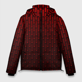 Мужская зимняя куртка 3D с принтом текстура красный градиент в Курске, верх — 100% полиэстер; подкладка — 100% полиэстер; утеплитель — 100% полиэстер | длина ниже бедра, свободный силуэт Оверсайз. Есть воротник-стойка, отстегивающийся капюшон и ветрозащитная планка. 

Боковые карманы с листочкой на кнопках и внутренний карман на молнии. | геометрия | градиент | красный | линии | поверхность | простота | симметрия | текстура | точки | черный