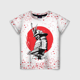 Детская футболка 3D с принтом Самурай в каплях крови (Z) в Курске, 100% гипоаллергенный полиэфир | прямой крой, круглый вырез горловины, длина до линии бедер, чуть спущенное плечо, ткань немного тянется | samurai | буке | воин | вояк | мононофу | мститель | мушя | ниндзя | сабурай | самурай | самурай в крови | слуга | солдат | цувамоно