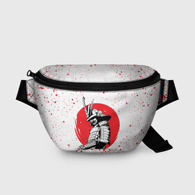Поясная сумка 3D с принтом Самурай в каплях крови (Z) в Курске, 100% полиэстер | плотная ткань, ремень с регулируемой длиной, внутри несколько карманов для мелочей, основное отделение и карман с обратной стороны сумки застегиваются на молнию | samurai | буке | воин | вояк | мононофу | мститель | мушя | ниндзя | сабурай | самурай | самурай в крови | слуга | солдат | цувамоно