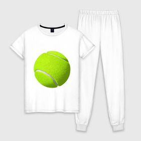 Женская пижама хлопок с принтом Теннис в Курске, 100% хлопок | брюки и футболка прямого кроя, без карманов, на брюках мягкая резинка на поясе и по низу штанин | exclusive merch | большой | игра | мяч | спорт | теннис