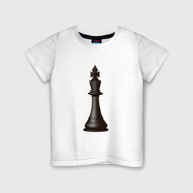 Детская футболка хлопок с принтом Король в Курске, 100% хлопок | круглый вырез горловины, полуприлегающий силуэт, длина до линии бедер | Тематика изображения на принте: exclusive merch | игра | интеллектуальная | король | спорт | фигура | шахматы
