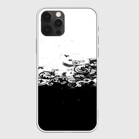 Чехол для iPhone 12 Pro Max с принтом узоры линии черный белый чб в Курске, Силикон |  | белый | дудлы | закрученный | линии | микс | спирали | узоры | чб | черный
