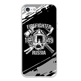 Чехол для iPhone 5/5S матовый с принтом FIREFIGHTER 1649 RUSSIA в Курске, Силикон | Область печати: задняя сторона чехла, без боковых панелей | 112 | 27 декабря | firefighter | багор | белая | герб | гкчс | знак | лого | логотип | маска | мчс | мчсник | пожарная охрана | пожарник | пожарный | пч | россии | рф | серая | символ | служба | состаренная