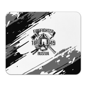 Коврик для мышки прямоугольный с принтом FIREFIGHTER 1649 RUSSIA в Курске, натуральный каучук | размер 230 х 185 мм; запечатка лицевой стороны | Тематика изображения на принте: 112 | 27 декабря | firefighter | багор | белая | герб | гкчс | знак | лого | логотип | маска | мчс | мчсник | пожарная охрана | пожарник | пожарный | пч | россии | рф | серая | символ | служба | состаренная