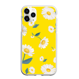 Чехол для iPhone 11 Pro Max матовый с принтом Ромашки в Курске, Силикон |  | Тематика изображения на принте: белый | для девушек | желтый | желтый фон | летний принт | листочки цветов | ромашка | ромашки | цветочки | цветы
