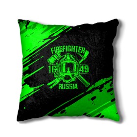 Подушка 3D с принтом FIREFIGHTER 1649 RUSSIA в Курске, наволочка – 100% полиэстер, наполнитель – холлофайбер (легкий наполнитель, не вызывает аллергию). | состоит из подушки и наволочки. Наволочка на молнии, легко снимается для стирки | Тематика изображения на принте: 112 | firefighter | багор | герб | гкчс | зеленая | знак | лого | логотип | мчс | мчсник | пожарная охрана | пожарник | пожарный | пч | россии | рф | серая | символ | служба | спасатель | спасения | топор | флаг