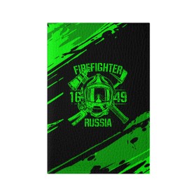 Обложка для паспорта матовая кожа с принтом FIREFIGHTER 1649 RUSSIA в Курске, натуральная матовая кожа | размер 19,3 х 13,7 см; прозрачные пластиковые крепления | Тематика изображения на принте: 112 | firefighter | багор | герб | гкчс | зеленая | знак | лого | логотип | мчс | мчсник | пожарная охрана | пожарник | пожарный | пч | россии | рф | серая | символ | служба | спасатель | спасения | топор | флаг