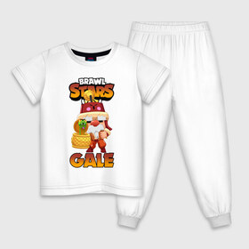 Детская пижама хлопок с принтом BRAWL STARS GALE | ГЕЙЛ в Курске, 100% хлопок |  брюки и футболка прямого кроя, без карманов, на брюках мягкая резинка на поясе и по низу штанин
 | Тематика изображения на принте: bibi | brawl stars | coach mike | crow | evil gene | gale | gene | leon | leon shark | max | mecha crow | mortis | mr.p | nani | phoenix | sally leon | sandy | spike | sprout | tara | virus 8 bit | werewolf | ворон | джин | оборотень