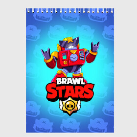 Скетчбук с принтом Вольт - Brawl Stars в Курске, 100% бумага
 | 48 листов, плотность листов — 100 г/м2, плотность картонной обложки — 250 г/м2. Листы скреплены сверху удобной пружинной спиралью | Тематика изображения на принте: surge | volt | бравл | бравлер | бравлпасс | бравлстарс | бравлстарсигра | бравлстарсновыйперс | бравлы | новый перс | перс бравл | робот | сурж