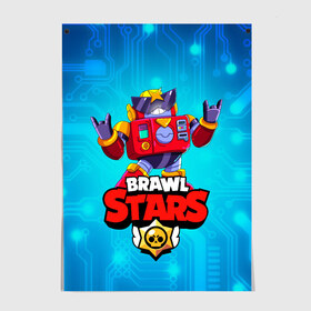 Постер с принтом Вольт - Brawl Stars в Курске, 100% бумага
 | бумага, плотность 150 мг. Матовая, но за счет высокого коэффициента гладкости имеет небольшой блеск и дает на свету блики, но в отличии от глянцевой бумаги не покрыта лаком | Тематика изображения на принте: bolt | surge | volt | бравл | бравлер | бравлпасс | бравлстарс | бравлстарсигра | бравлстарсновыйперс | бравлы | новый перс | перс бравл | робот | сурдж | сурж