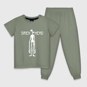 Детская пижама хлопок с принтом Siren Head в Курске, 100% хлопок |  брюки и футболка прямого кроя, без карманов, на брюках мягкая резинка на поясе и по низу штанин
 | game | scp | siren head | игра | монстр | персонаж | пиксель арт | сирена | сиреноголовый | чудовище