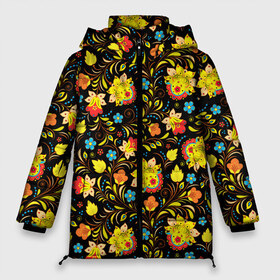 Женская зимняя куртка 3D с принтом Яркая Хохлома в Курске, верх — 100% полиэстер; подкладка — 100% полиэстер; утеплитель — 100% полиэстер | длина ниже бедра, силуэт Оверсайз. Есть воротник-стойка, отстегивающийся капюшон и ветрозащитная планка. 

Боковые карманы с листочкой на кнопках и внутренний карман на молнии | tatto | tattoo | бесшовная | весенняя | гжель | звезды | зелень | летняя | море | мягкий цвет | океан | орнамент | осенняя | подсолнухи | природа | растения | русский | русский фольклор | русь | тату | узоры