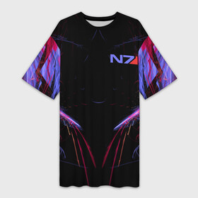 Платье-футболка 3D с принтом N7 | Neon Style в Курске,  |  | bioware | n7 | shepard | бронька | броня | жнецы | защита | костюм | масс эффект | н7 | неон | полосы | стальная броня | форма | шепард