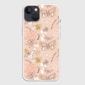 Чехол для iPhone 13 с принтом Бабочки и пчелы в Курске,  |  | bee | bees | bumblebee | butterfly | flowers | for summer | honeybee | summer | бабочка | бабочки | букет | искусство | картина | краски | легкая | летняя | лето | на лето | нектар | опыление | опыляет | пастельные тона | пчелы | рисовани