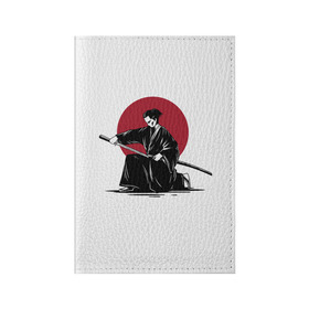 Обложка для паспорта матовая кожа с принтом Японский самурай (Z) в Курске, натуральная матовая кожа | размер 19,3 х 13,7 см; прозрачные пластиковые крепления | japan | ninja | samurai | асихара но накацукуни | буке | воин | вояк | государство япония | мононофу | мститель | мушя | ниндзя | ниппон | нихон | ооясимагуни | сабурай | самурай | слуга | солдат