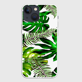 Чехол для iPhone 13 mini с принтом ГАВАЙСКИЕ ЛИСТЬЯ в Курске,  |  | summer | tropic | жара | летний | лето | отдых | пальмы | природа | текстура | тропикано | тропики