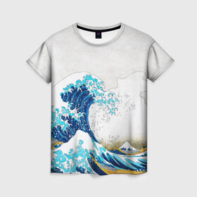 Женская футболка 3D с принтом Japanese wave в Курске, 100% полиэфир ( синтетическое хлопкоподобное полотно) | прямой крой, круглый вырез горловины, длина до линии бедер | japanese | japanese wave | wave | волна | япония | японская волна | японский