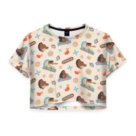 Женская футболка Crop-top 3D с принтом Moana Disney Princess в Курске, 100% полиэстер | круглая горловина, длина футболки до линии талии, рукава с отворотами | disney princess | moana | vdkimel | моана