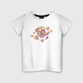 Детская футболка хлопок с принтом Tangled Disney Princess в Курске, 100% хлопок | круглый вырез горловины, полуприлегающий силуэт, длина до линии бедер | disney princess | tangled | vdkimel | рапунцель
