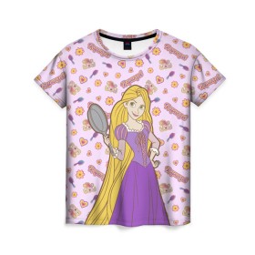 Женская футболка 3D с принтом Tangled Disney Princess в Курске, 100% полиэфир ( синтетическое хлопкоподобное полотно) | прямой крой, круглый вырез горловины, длина до линии бедер | disney princess | tangled | vdkimel | рапунцель