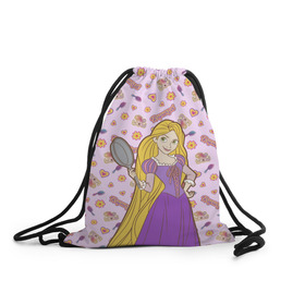 Рюкзак-мешок 3D с принтом Tangled Disney Princess в Курске, 100% полиэстер | плотность ткани — 200 г/м2, размер — 35 х 45 см; лямки — толстые шнурки, застежка на шнуровке, без карманов и подкладки | disney princess | tangled | vdkimel | рапунцель