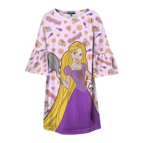 Детское платье 3D с принтом Tangled Disney Princess в Курске, 100% полиэстер | прямой силуэт, чуть расширенный к низу. Круглая горловина, на рукавах — воланы | disney princess | tangled | vdkimel | рапунцель